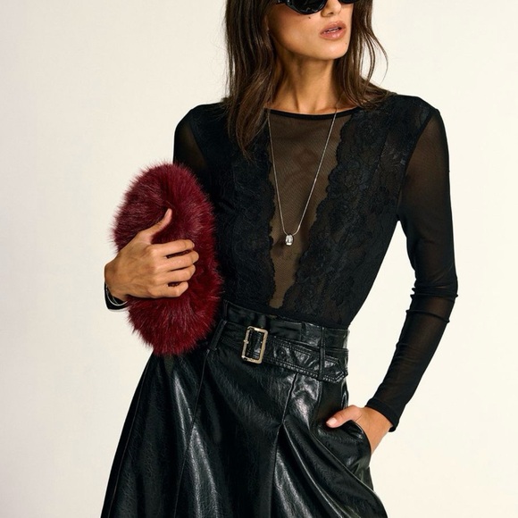 Commense Lace Long Sleeve Bodysuit - Navy - Picture 5 of 8